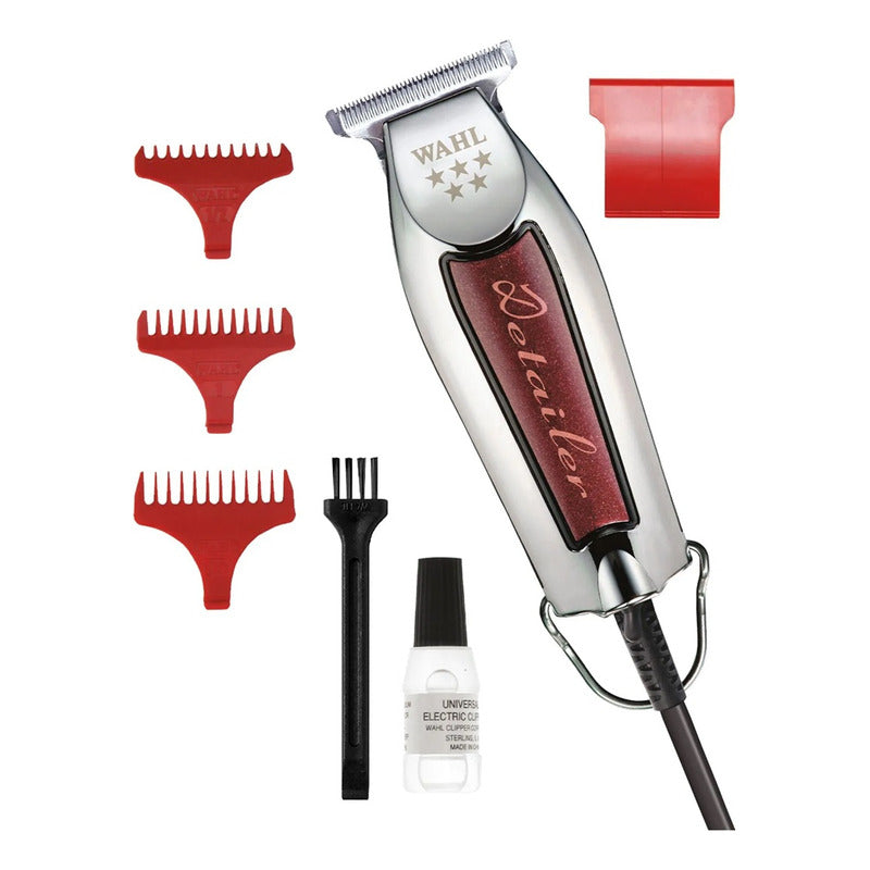 Máquina Terminadora Wahl Detailer 5 Stars Profesional Con Holograma De Autenticidad Trimmer Especial Para Estéticas Y Barberías Color Plateado/tinto