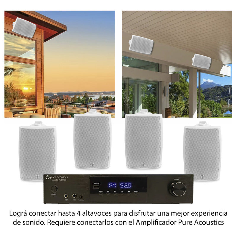 Bocinas Pasivas Para Interior Y Exterior Pure Acoustics Medida 6.25 Color Blanco 1 Pieza