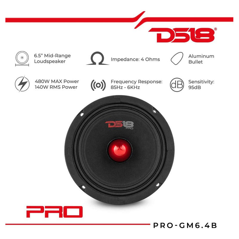 Bocinas Medio Rango 6.5 Ds18 Con Bala, 480 Watts Pro-gm6.4b