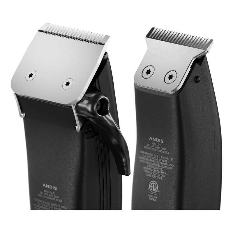 Kit De Maquinas Recortadoras De Cabello Andis Ultra Clip & Trim Combo, Modelo Pm-10/cpt, Kit De 15 Piezas, Cuchillas De Acero Inoxidable