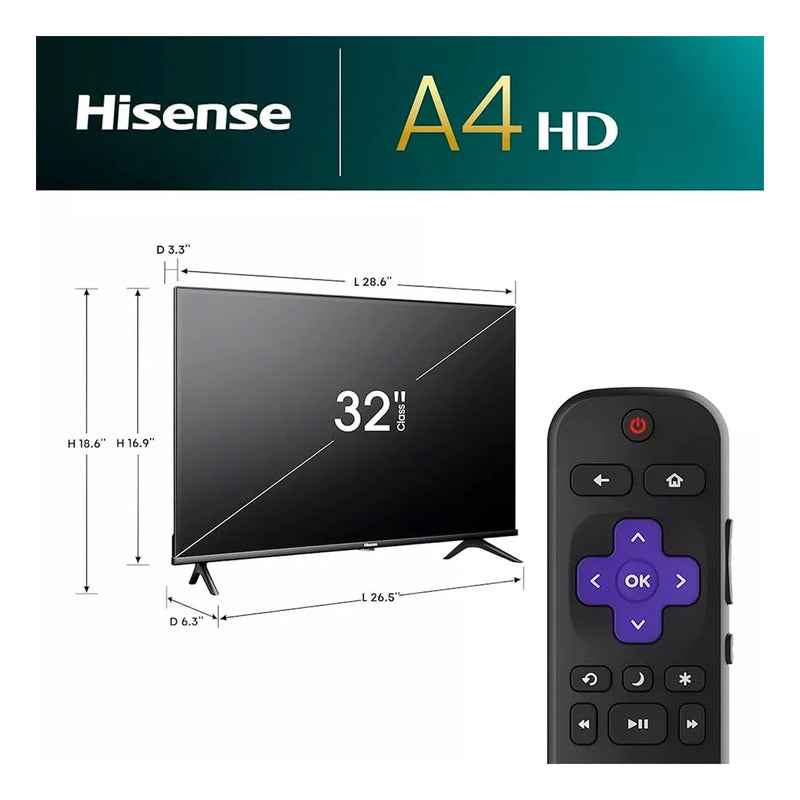 Smart Tv 32 Pulgadas Hisense Pantalla Hd Roku Tv Dolby Audio