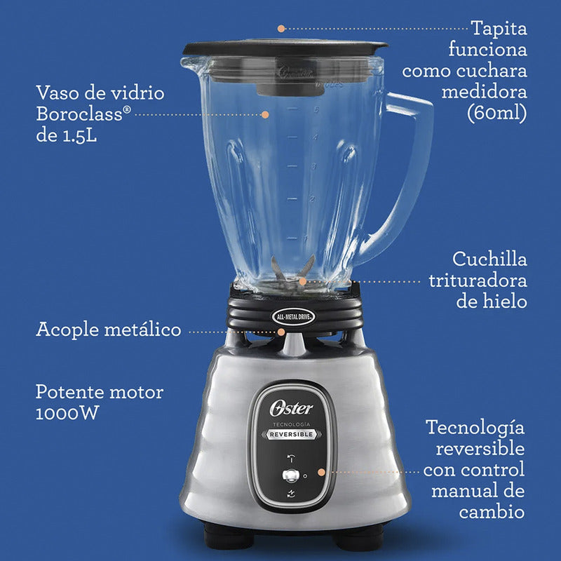 Licuadora Oster Vaso Vidrio 1v Reversible Blstbeste-013