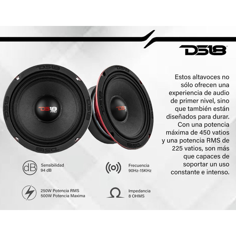 Altavoz 6.5 Pulgadas Ds18 Rango Medio 450w Max, 225w Rms