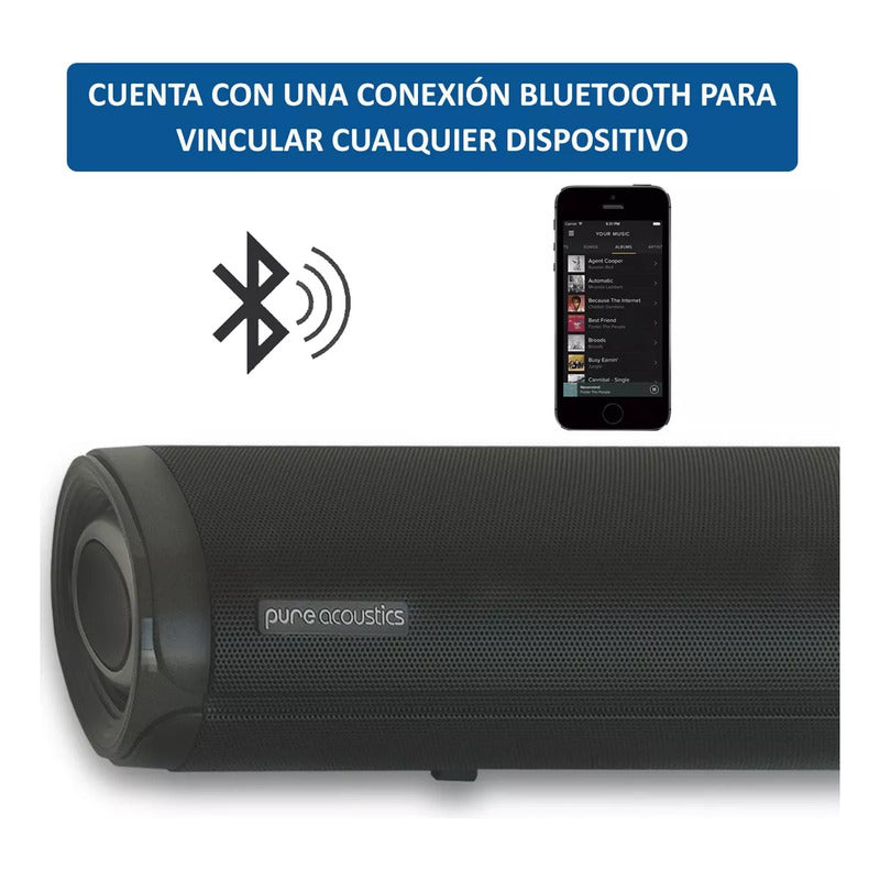 Barra De Sonido Pure Acoustics Para Smart Tv Con Subwoofer Y Bocinas Bluetooth 210w Cine En Casa