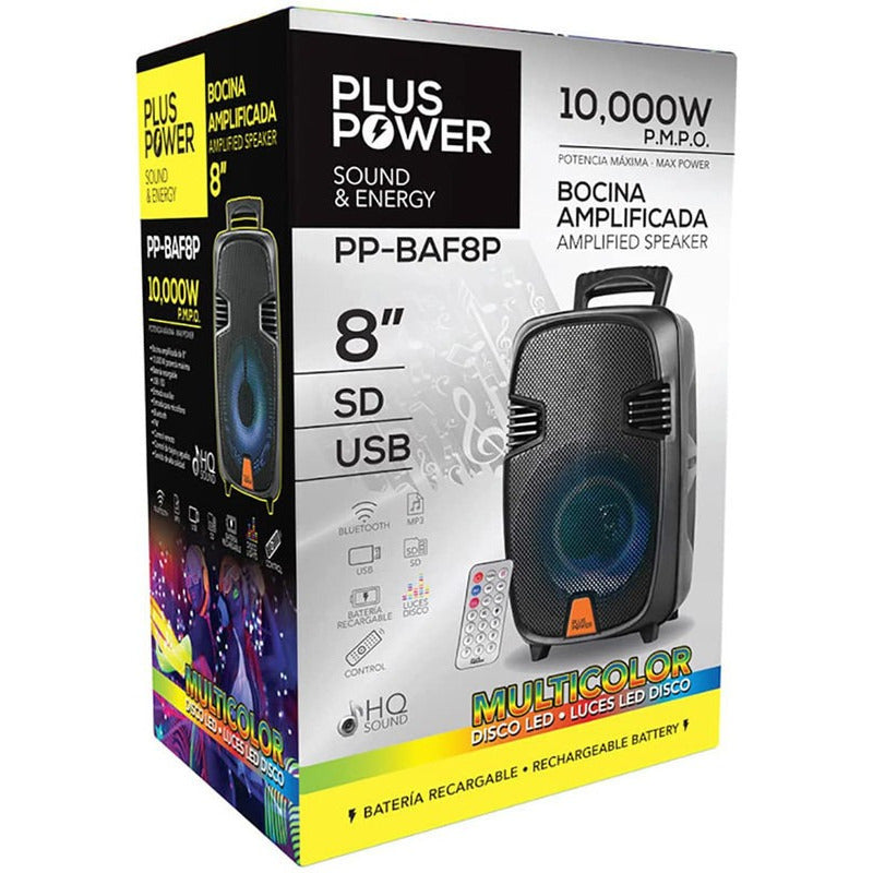 Bocina Plus Power Pp-baf Pp-baf8p Portátil Con Bluetooth Color Negro