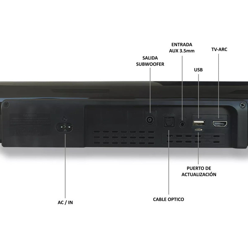 Barra De Sonido Pure Acoustics Para Smart Tv Con Subwoofer Y Bocinas Bluetooth 210w Cine En Casa