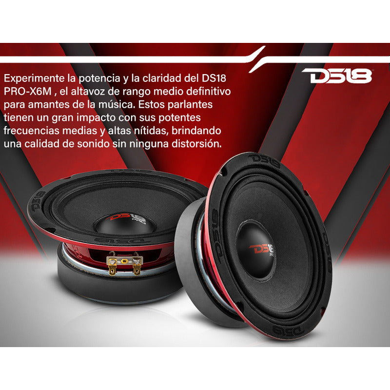 Altavoz Ds18 Medios 6 6.5 Pulgadas Woofer Pro X6m 450w Audio Auto Color Negro