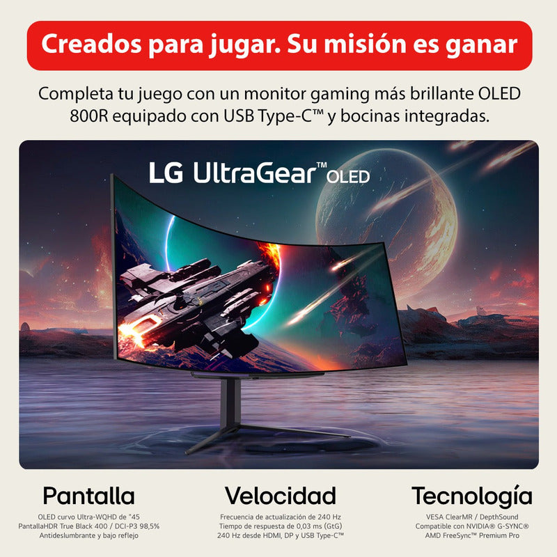 Monitor Gamer LG Ultragear 45 Curvo 45gs96qb Oled Bocinas