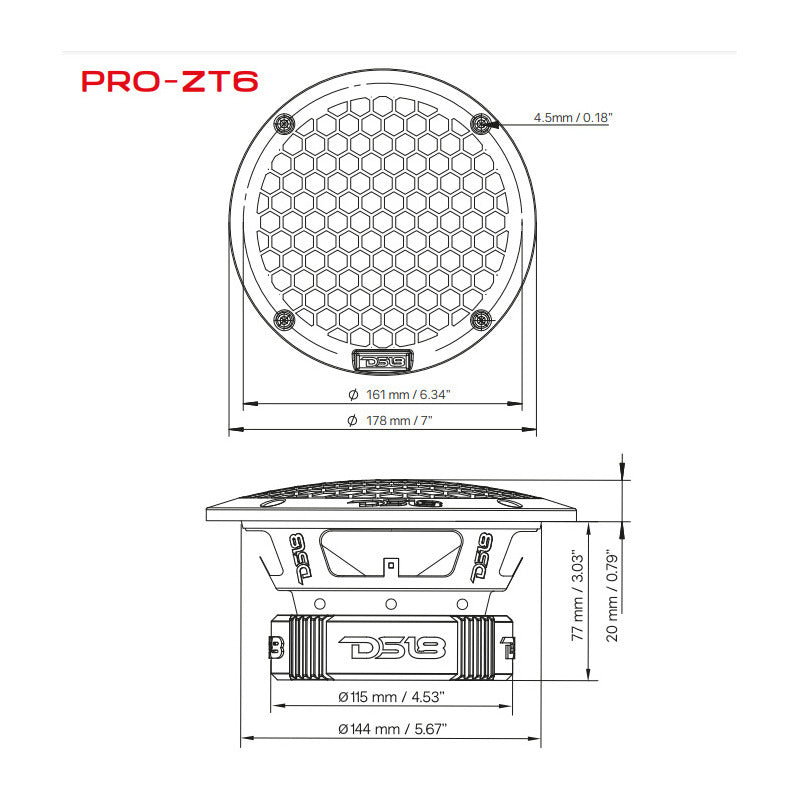 Bocina Medio Rango Para Automóvil Ds18 Pro-zt6 Pro-zt Series 6.5 Pulgadas 450 Watts Máximo 225 Watts Rms 2 Vías 4 Ohms Color Negro - 1 Unidad