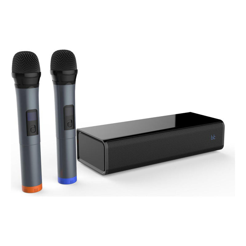 Bocina Portátil Pure Acoustics Singbar Con Karaoke Y 2 Micrófonos Color Negro