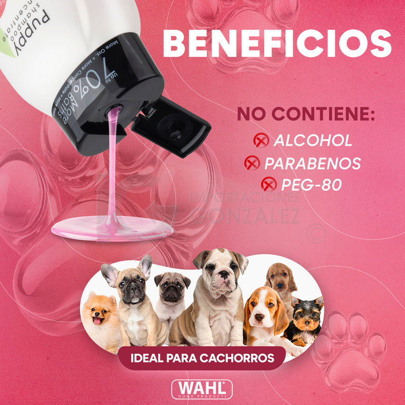 Shampoo Para Perros Wahl® Con Formula Natural De Aloe Aciano Y Glicerina Ideal Para Mascotas De Piel Sensible Puppy Uso En Todo Tipo De Razas