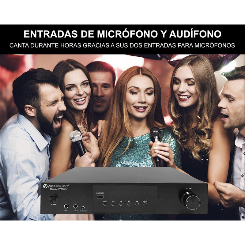 Amplificador De Audio Pure Acoustics Avd5023 Bluetooth 2.1 Canales Negro