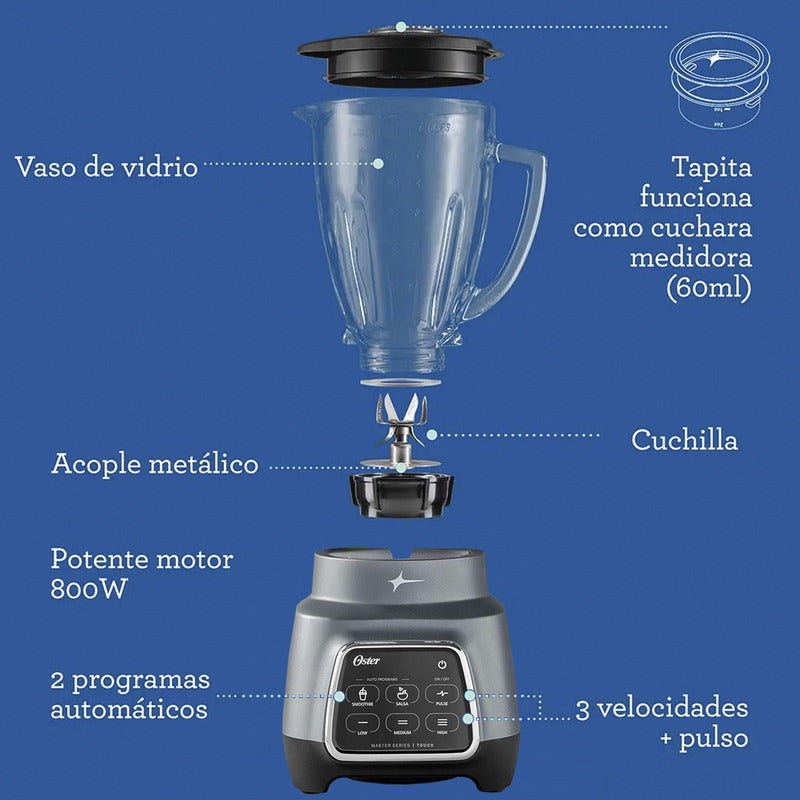 Licuadora Oster Con Pantalla Táctil, 3 Velocidades, 1.4 Litros