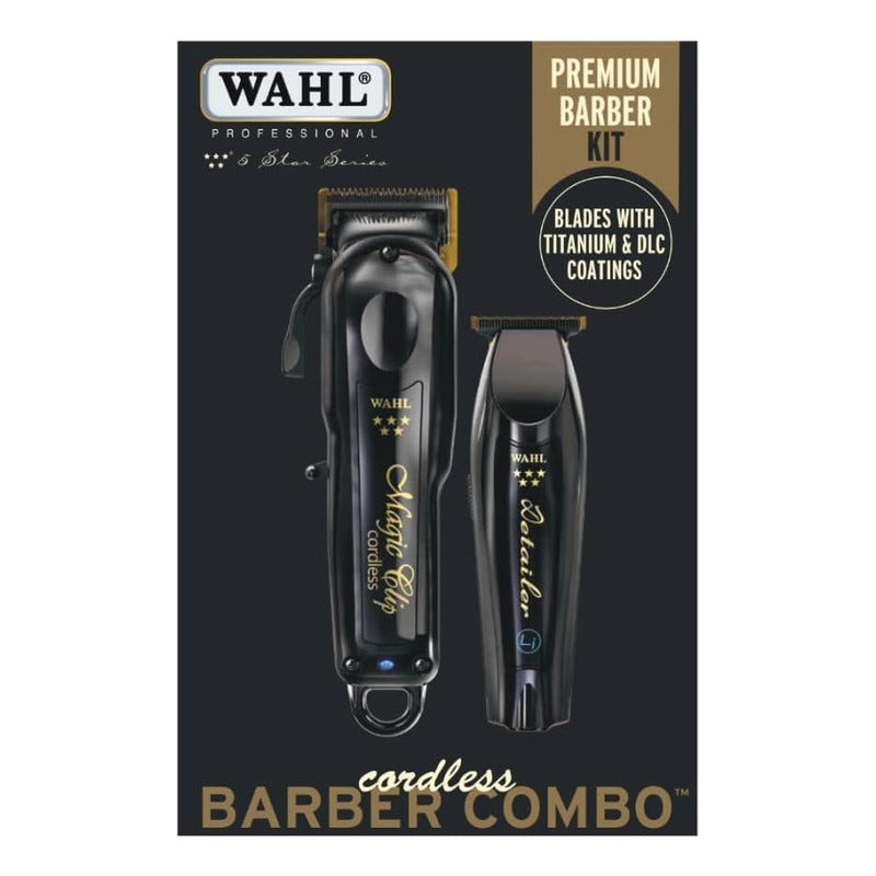 Maquinas Para Cortar Cabello Barber Combo Black Cordless Wahl Con Holograma De Autenticidad Trimmer Detailer Li + Clipper Magic Clip Para Barberías Y Estéticas