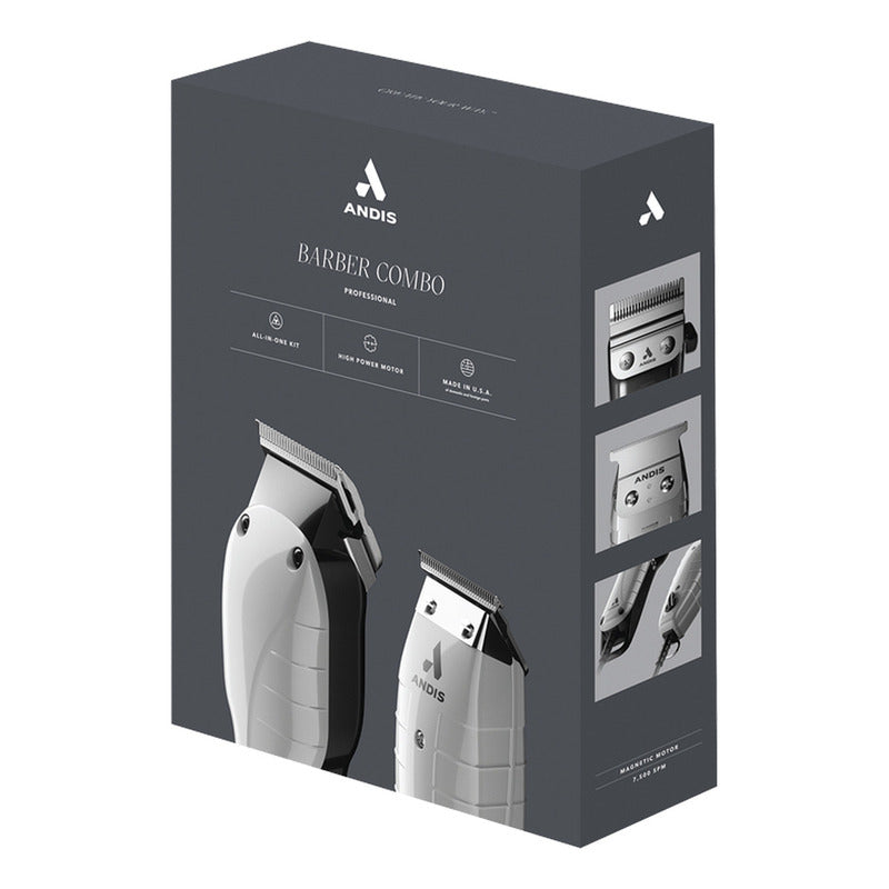 Maquina Rasuradora De Cabello Y Trimmer Andis Barber Combo Kit Profesional Para Estéticas Y Barberías 66615