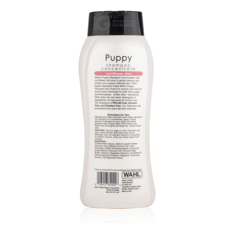 Shampoo Para Perros Wahl® Con Formula Natural De Aloe Aciano Y Glicerina Ideal Para Mascotas De Piel Sensible Puppy Uso En Todo Tipo De Razas