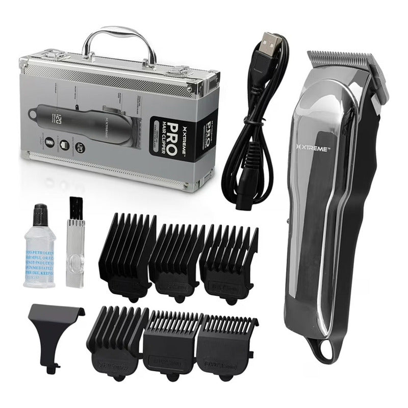 Máquina Rasuradora Barba Y Cabello Xtreme Pro 6 Guías Pantalla Lcd Recargable