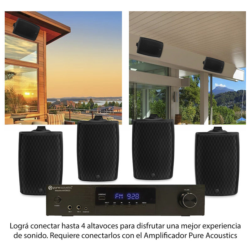Bocina Para Exterior E Interior Pure Acoustics Pasivas 5.25 Pulgadas Para Patios Terrazas Protección Contra Lluvia Ip55 Blyss 545