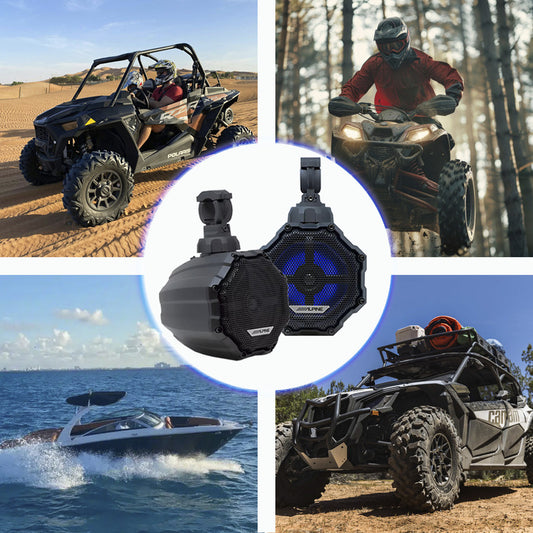 Bocinas Alpine 6.5  Para Cuatrimoto, Rzr O Atv's Con Luz Rgb, Bocinas Marinas Para Lancha Yate Resistentes A La Intemperie, Coaxial De 2 Vías Todo Terreno