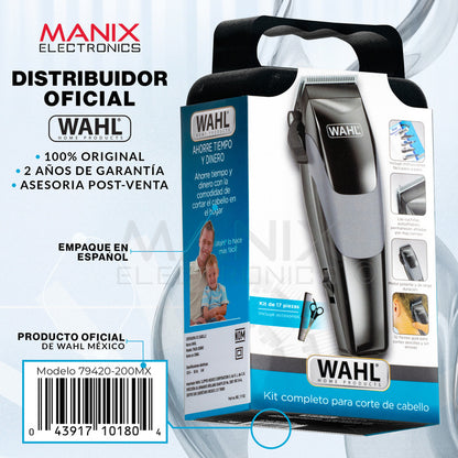 Maquina Wahl Clipper Kit Completo Para Cortar Pelo 17 Piezas Color Negro