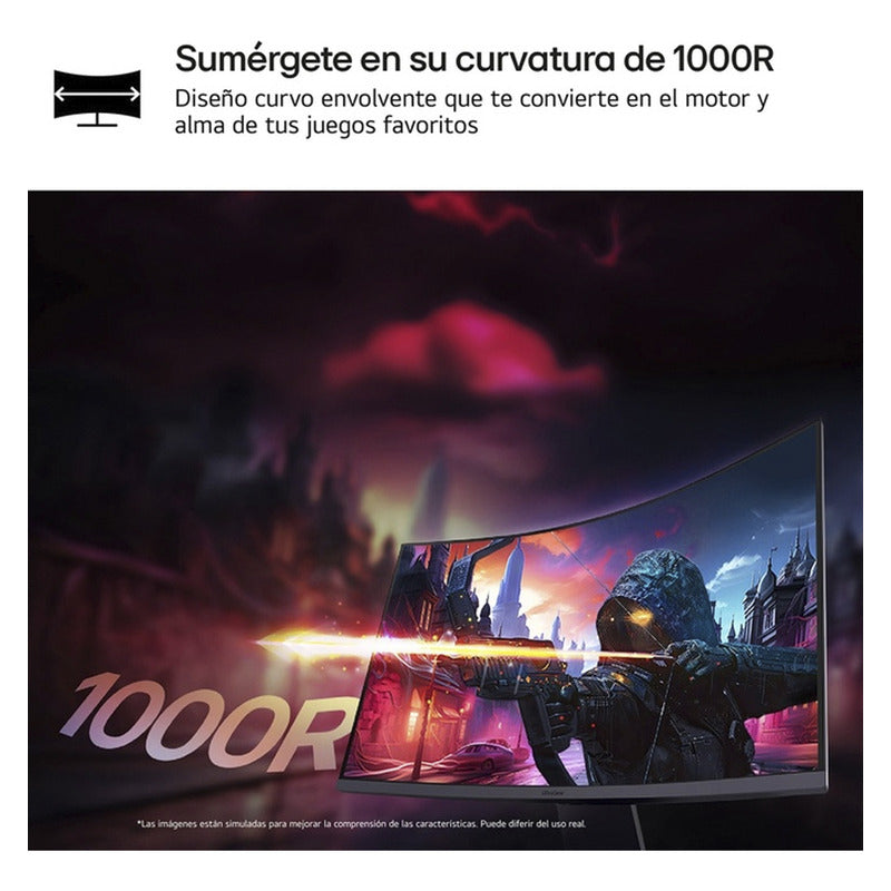 Monitor LG Ultragear 27  Qhd Curvo 1000r, 1ms Freesync 180hz