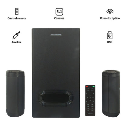 Barra De Sonido Smart Tv Pure Acoustics Bluetooth Subwoofer