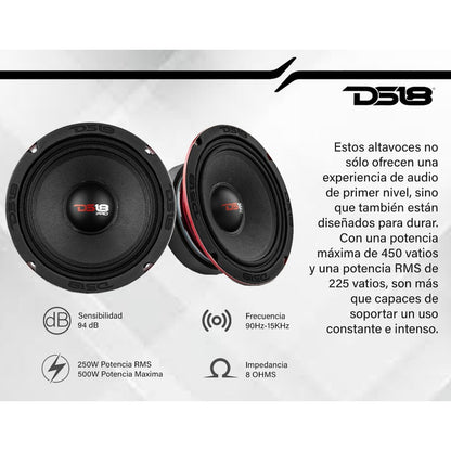 Altavoz 6.5 Pulgadas Ds18 Rango Medio 450w Max, 225w Rms