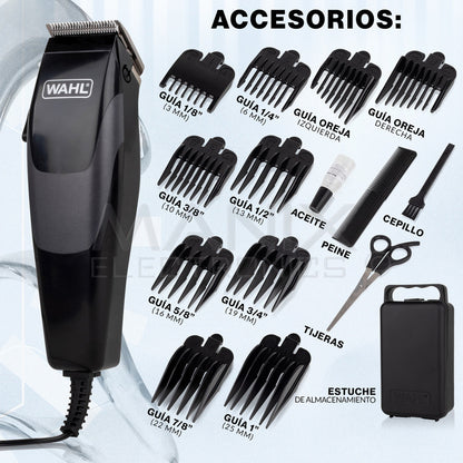 Maquina Wahl Clipper Kit Completo Para Cortar Pelo 17 Piezas Color Negro
