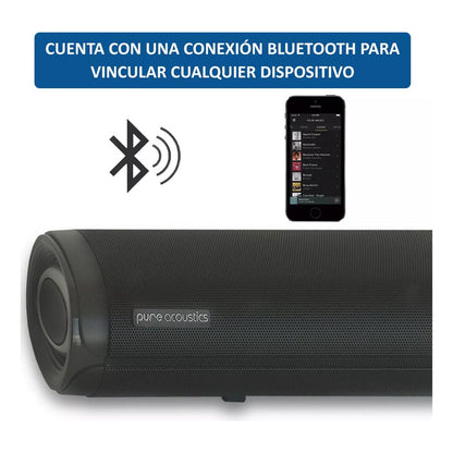 Barra De Sonido Pure Acoustics Para Smart Tv Con Subwoofer Y Bocinas Bluetooth 210w Cine En Casa
