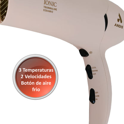 Secadora De Cabello Ionica Andis Con Turmalina 1875w 3 Vel