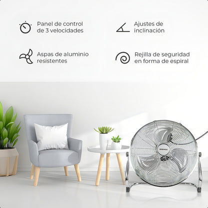 Ventilador De Piso Daewoo Cromado 16pul 3vel Aspas Aluminio