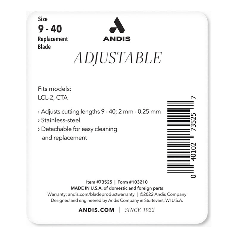 Cuchilla De Repuesto Andis Ajustable Acero Inoxidable Silver 9-40 Pulse Li 73525 Lcl-2