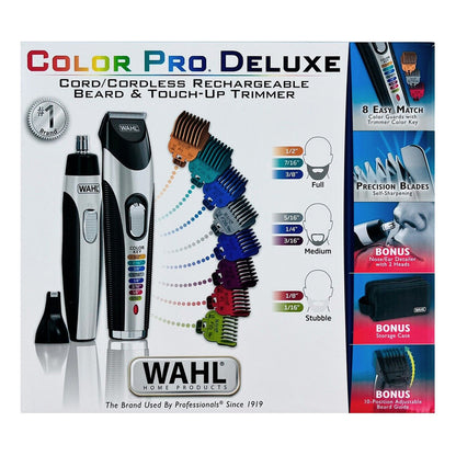 Recortadora Barba Y Bigote Wahl Color Pro Deluxe Inalambrica Color Plateado
