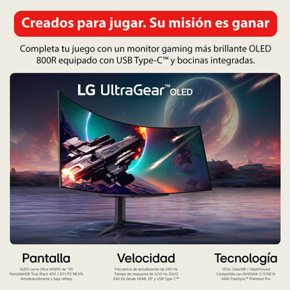 Monitor Gamer LG Ultragear 45  Curvo 45gs96qb Oled Bocinas