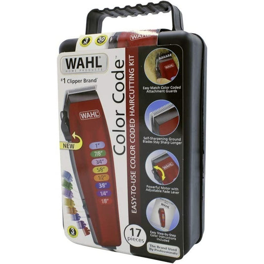 Máquina Wahl Cortadora De Cabello Color Code 17 Piezas Roja