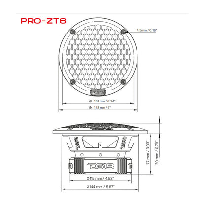 Bocina Medio Rango Para Automóvil Ds18 Pro-zt6 Pro-zt Series 6.5 Pulgadas 450 Watts Máximo 225 Watts Rms 2 Vías 4 Ohms Color Negro - 1 Unidad