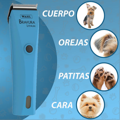 Bravura Lithium Wahl Pet, Maquina Rasuradora De Perros Profesional Inalámbrica, Turquesa, Cuchillas 5 En 1, 90 Minutos De Autonomía