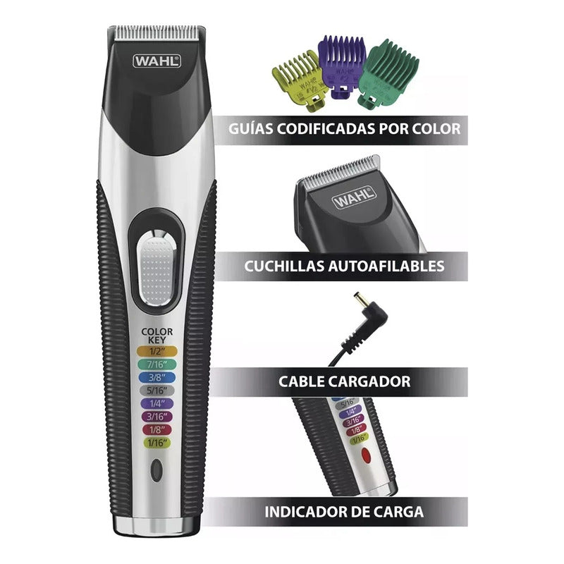 Recortadora Barba Y Bigote Wahl Color Pro Deluxe Inalambrica Color Plateado