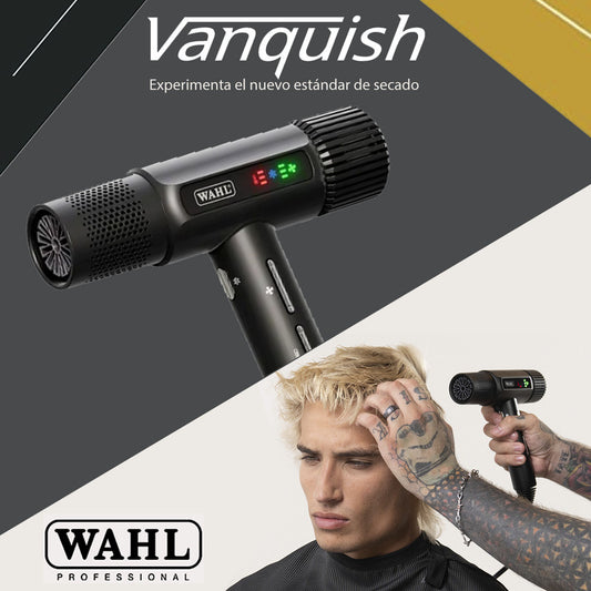 Vanquish Wahl Professional, Secadora De Cabello Con Control De Flujo De Aire, Potente Motor, 4 Temperaturas De Calor, 3 Ajustes De Velocidad, Limpieza Automática, Diseño Ligero