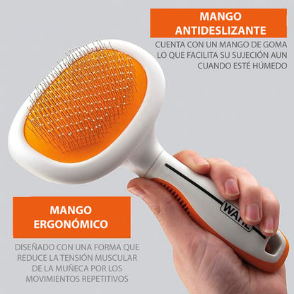Cepillo Para Mascotas Wahl Mango Ergonomico, Cepillo De Cerdas De Acero Inoxidable, Modelo 858500
