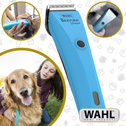 Bravura Lithium Wahl Pet, Maquina Rasuradora De Perros Profesional Inalámbrica, Turquesa, Cuchillas 5 En 1, 90 Minutos De Autonomía