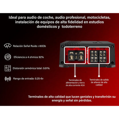 Amplificador Ds18 G1000.4 4 Canales Clase D 1000w Max Negro