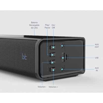 Bocina Portátil Pure Acoustics Singbar Con Karaoke Y 2 Micrófonos Color Negro