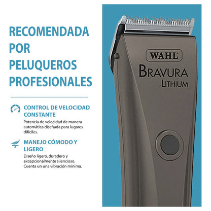 Bravura Lithium Wahl Pet, Maquina Rasuradora De Perros Profesional Inalámbrica, Color Gris, Cuchillas 5 En 1, 90 Minutos De Autonomía